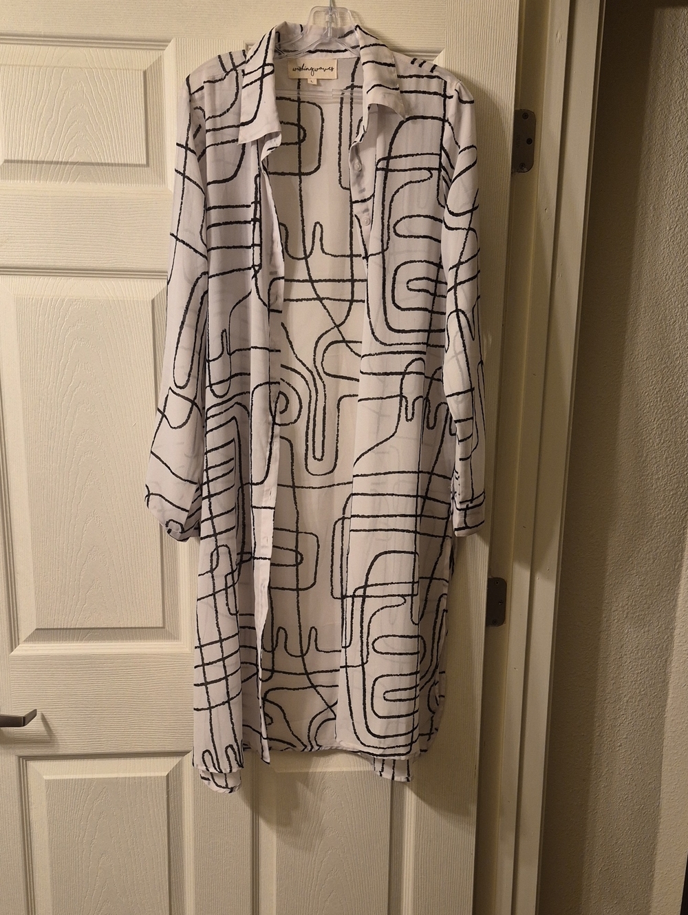 Women's Black & White Geometric Shirt Dress